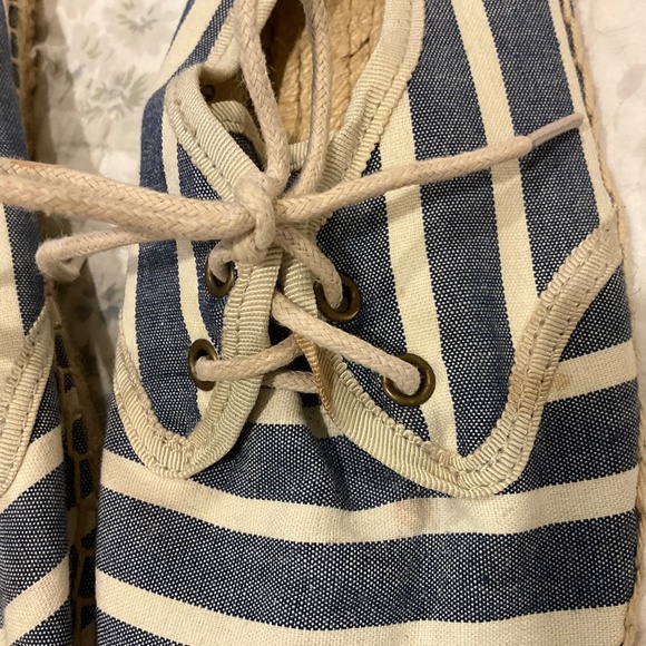 Soludos Blue White Stripe Original Classic Espadrilles Lace Tie Up Size 9 - Picture 8 of 10